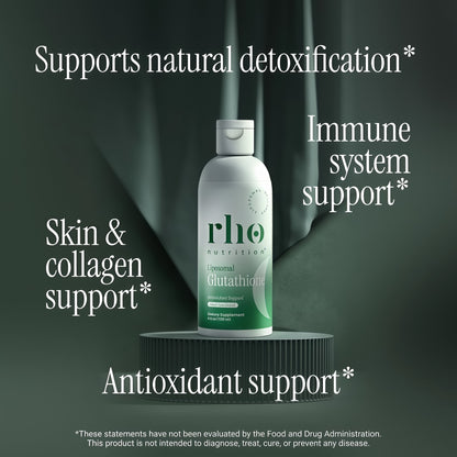 Rho Nutrition Liposomal Glutathione - Ultra High Absorption Liquid Glutathione Supplement - Supports Natural Detoxification, Immune System, Skin Health, Mental Clarity & Overall