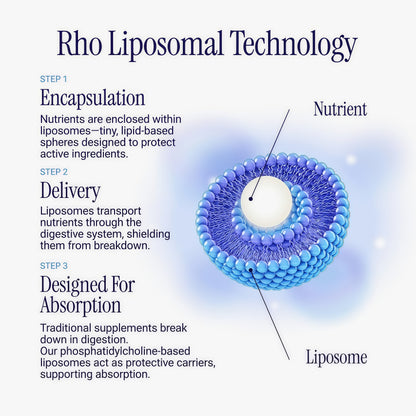 Rho Nutrition Liposomal NAD+ Liquid Supplement | High Absorption Formula, Active NAD+, Cellular Health, Healthy Aging & Energy Metabolism, 30 Servings